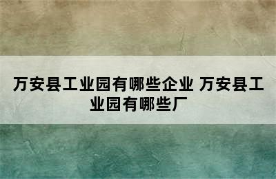 万安县工业园有哪些企业 万安县工业园有哪些厂